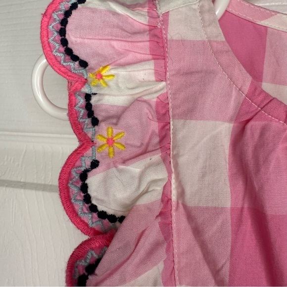 Crewcuts Pink and White Gingham Dress with Embroidered Ruffles Girls Size 5 EUC - Picture 2 of 8